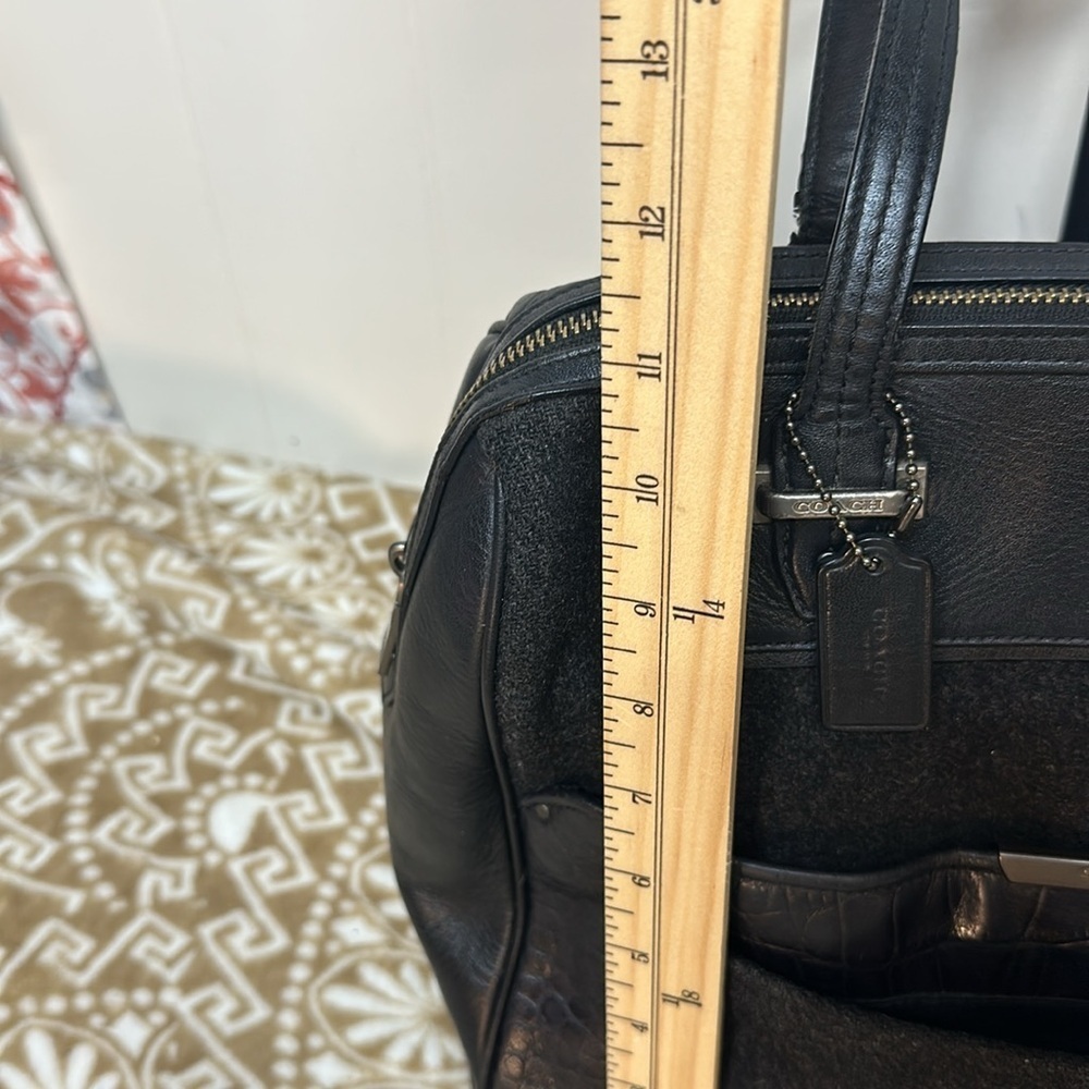 COACH Taylor Bowler Satchel WOOL/LEATHER Black MSRP 498 - Picture 13 of 14